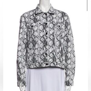 Frame medium snake print denim jacket and mini skirt set